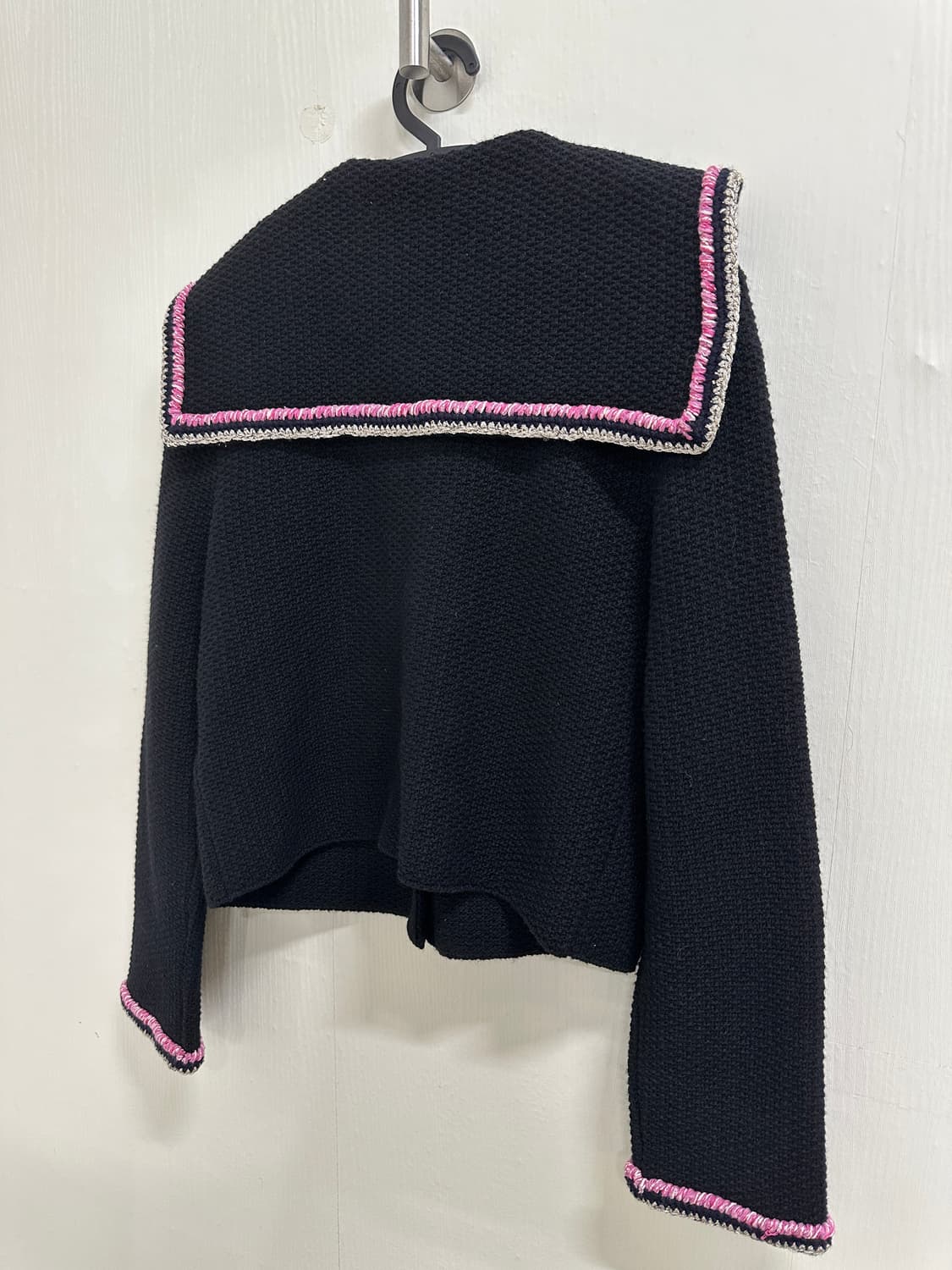 럭키슈에뜨 블랙 트위드 세일러 가디건 66사이즈 상품이미지8