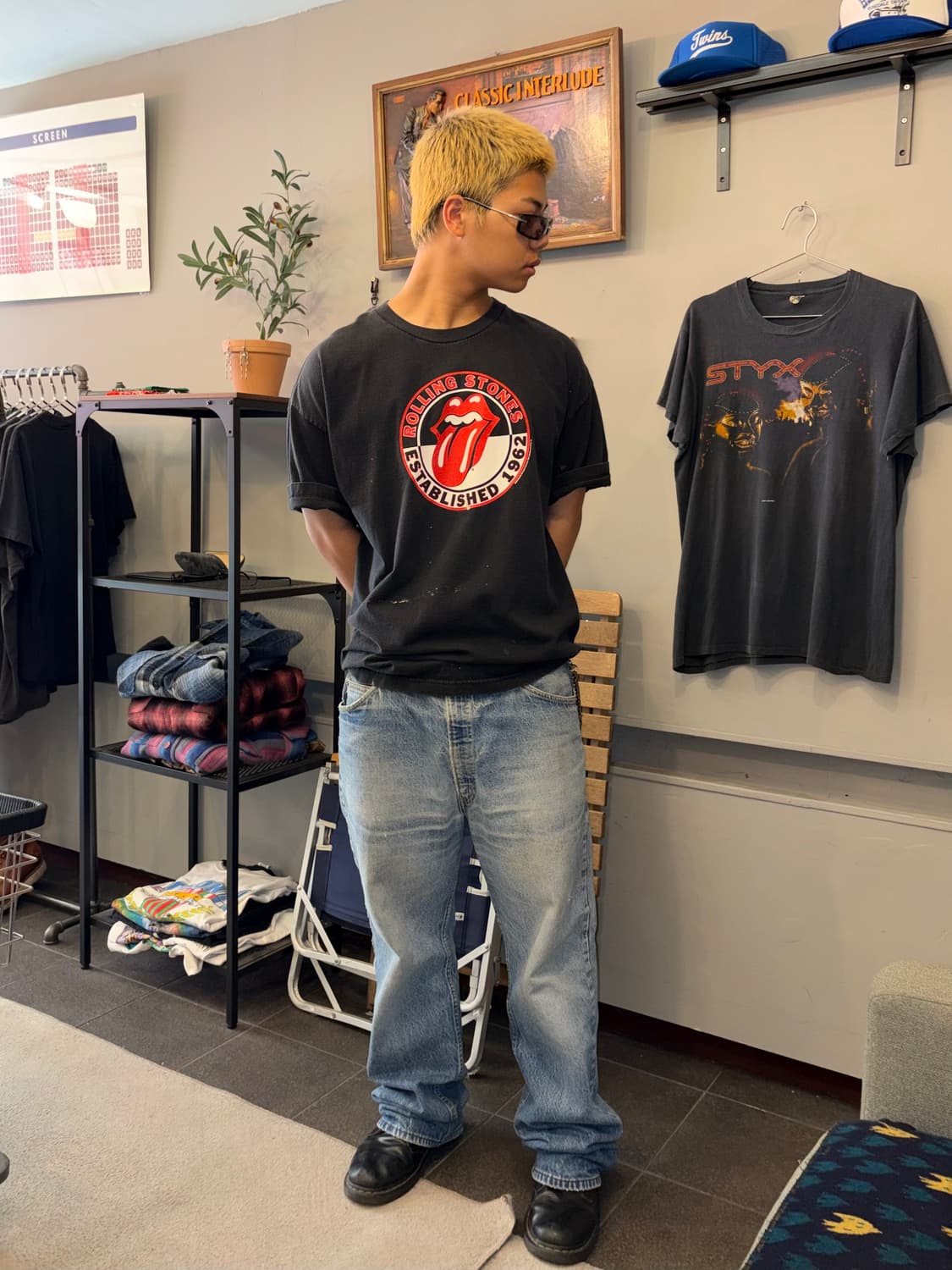00‘s Rolling Stones tongue hard faded T 상품이미지2