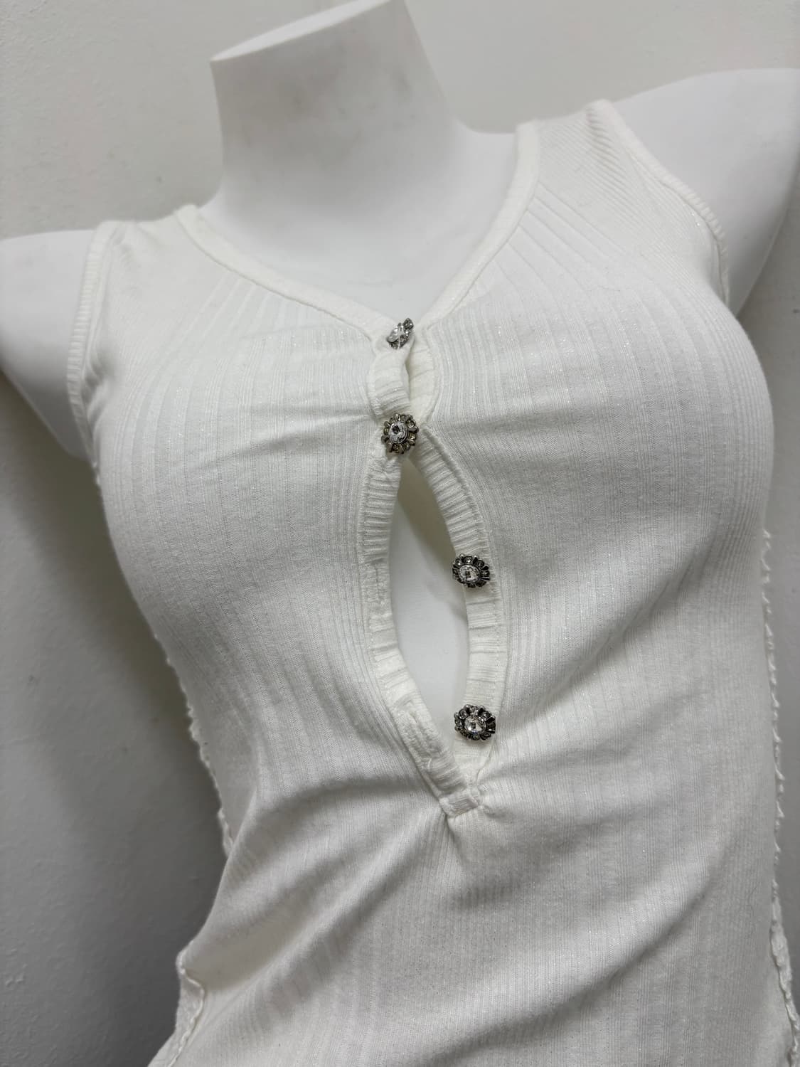 “Vintage” White Lace Detail Slim Fit Sle 상품이미지8
