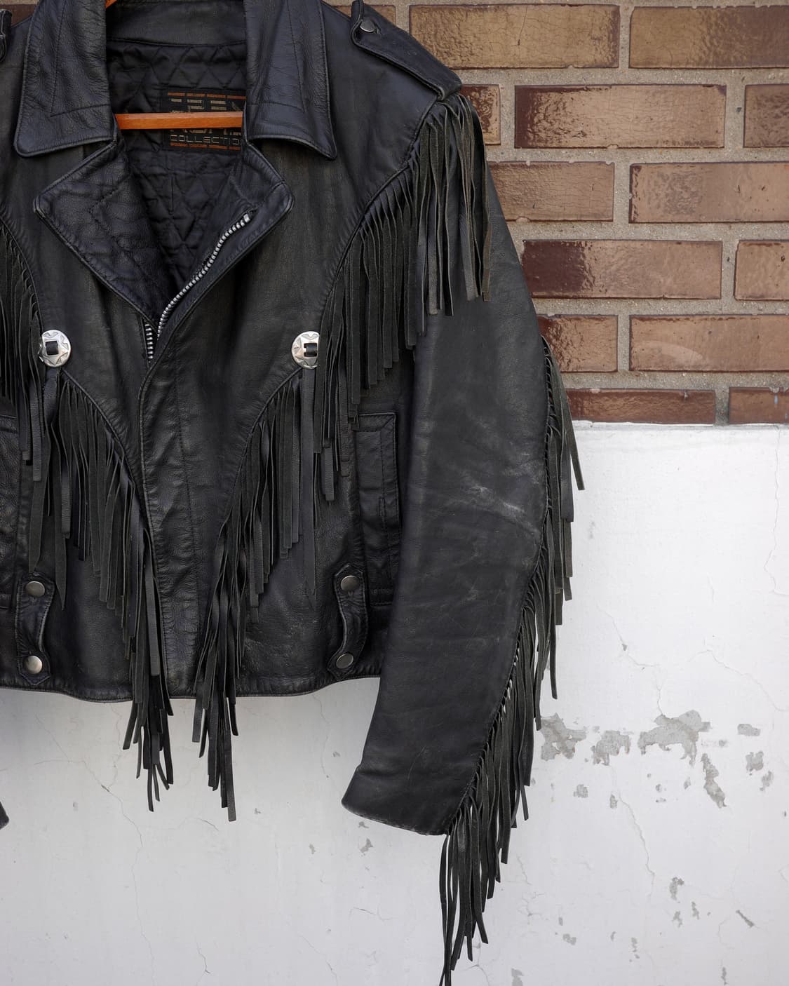80s 콘초 프린지 모터사이클 레더 자켓 상품이미지4