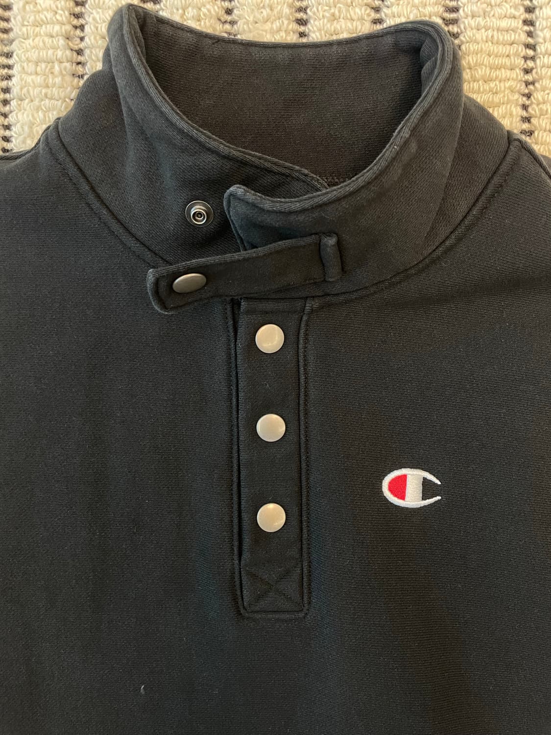 챔피온 리버스위브 버튼 풀오버 맨투맨 블랙 상품이미지2