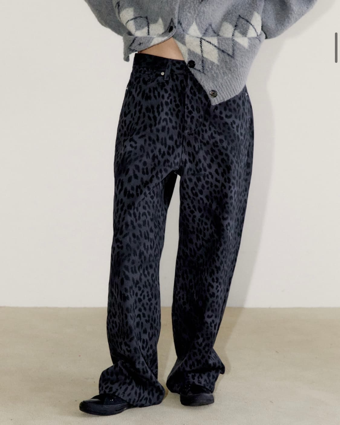 [1] 오피쉬 와이드 레오파드 팬츠 차콜 상품이미지2