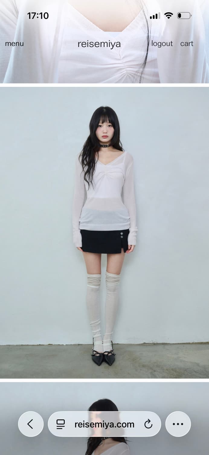 레이즈미야 아이리 셔링 니트 핑크 상품이미지5