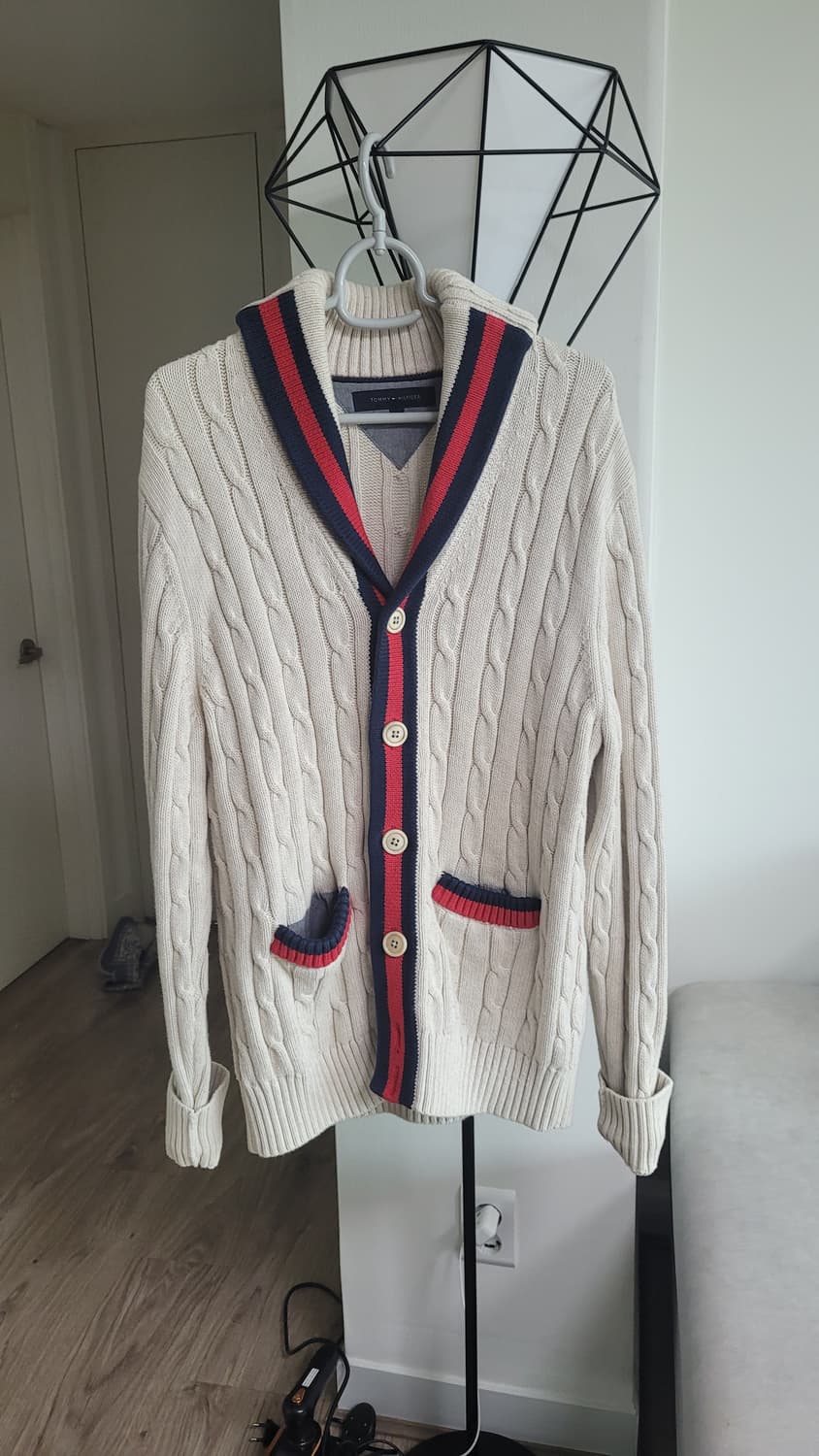 타미힐피거 립 케이블 숄넥 버튼 가디건-M사이즈 상품이미지4