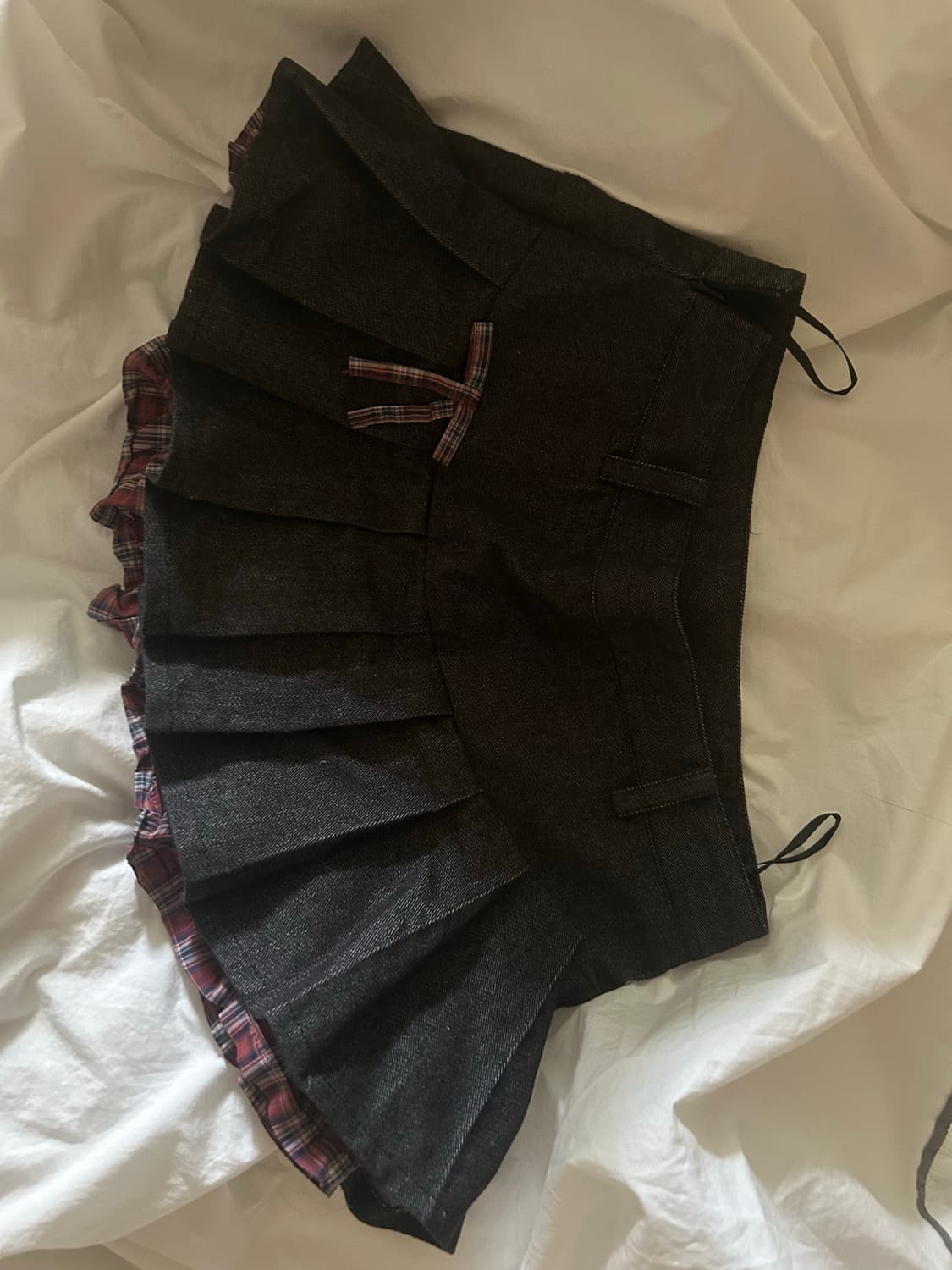 LOLOLSTORE플리츠데님체크미니스커트샵코르 디어마이키코테스트메커니즘 상품이미지2