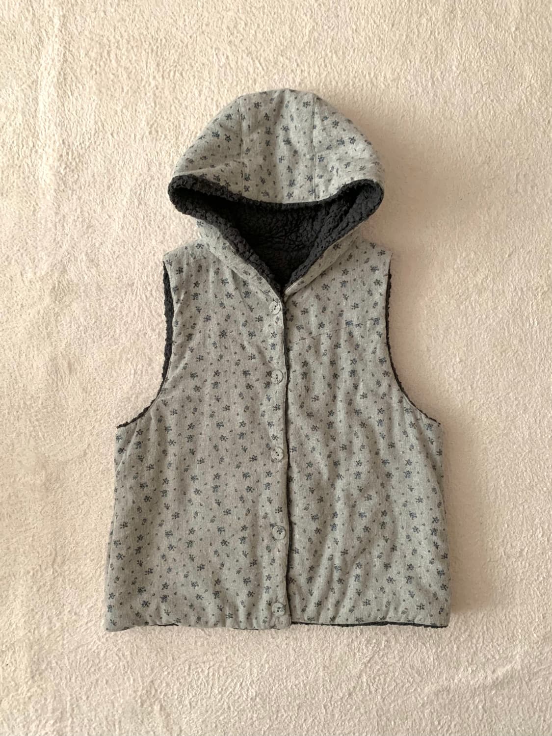 잔꽃 양털 후드 조끼 상품이미지4