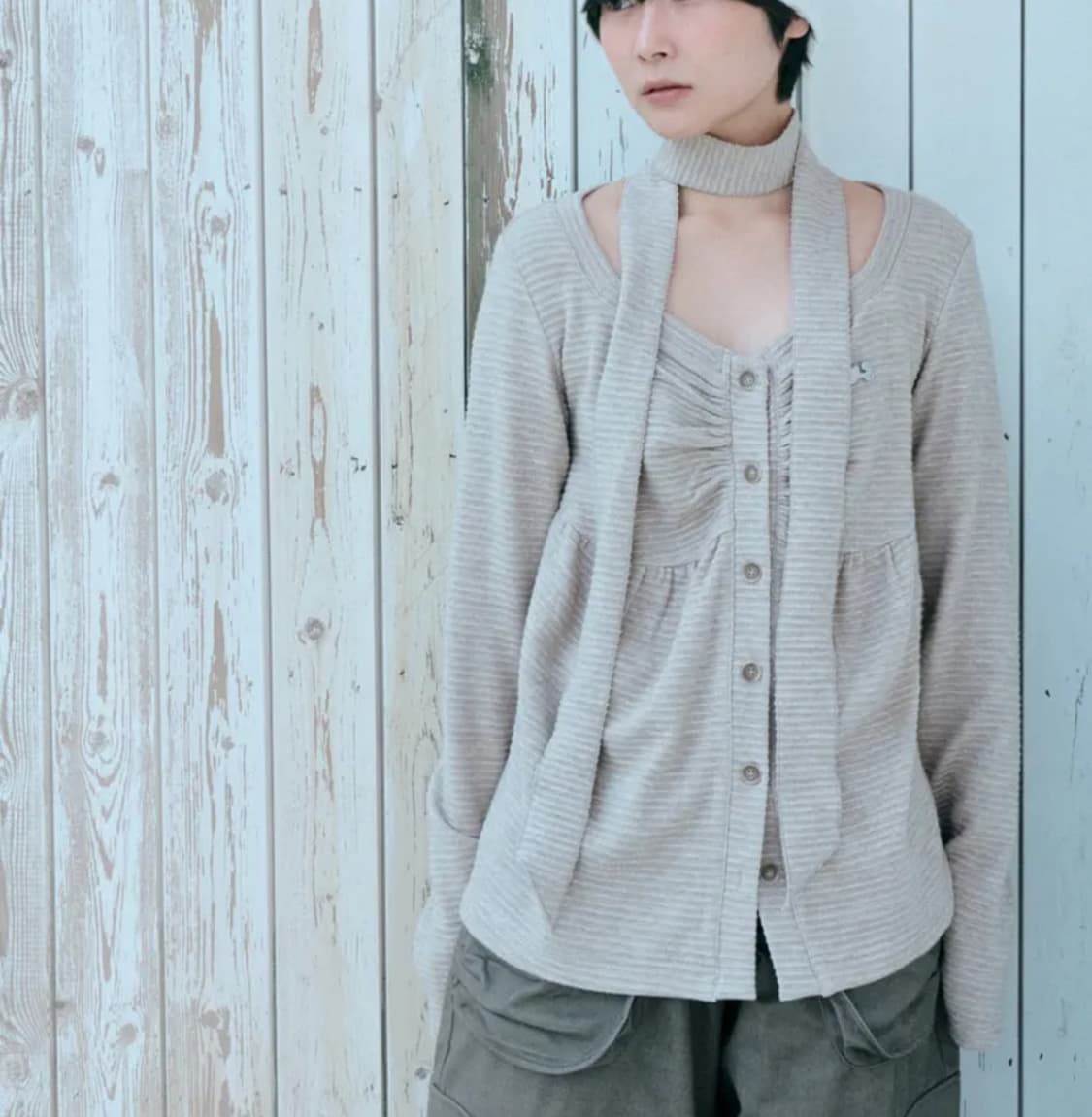 허그유어스킨 베이비돌 가디건 허그유어스킨 니트 브라운 상품이미지3