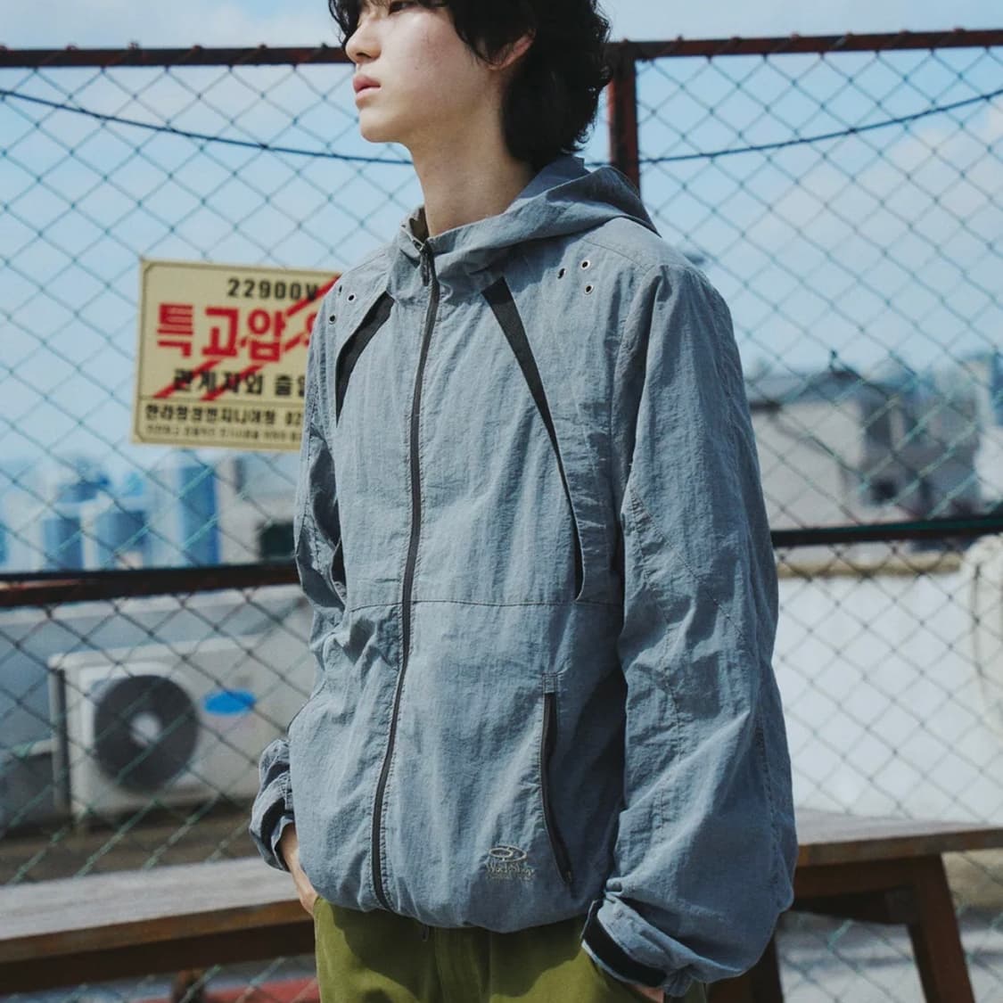 (유우시 손민수템) 피그먼트 나일론 메쉬 자켓 스모키 그레이 상품이미지2