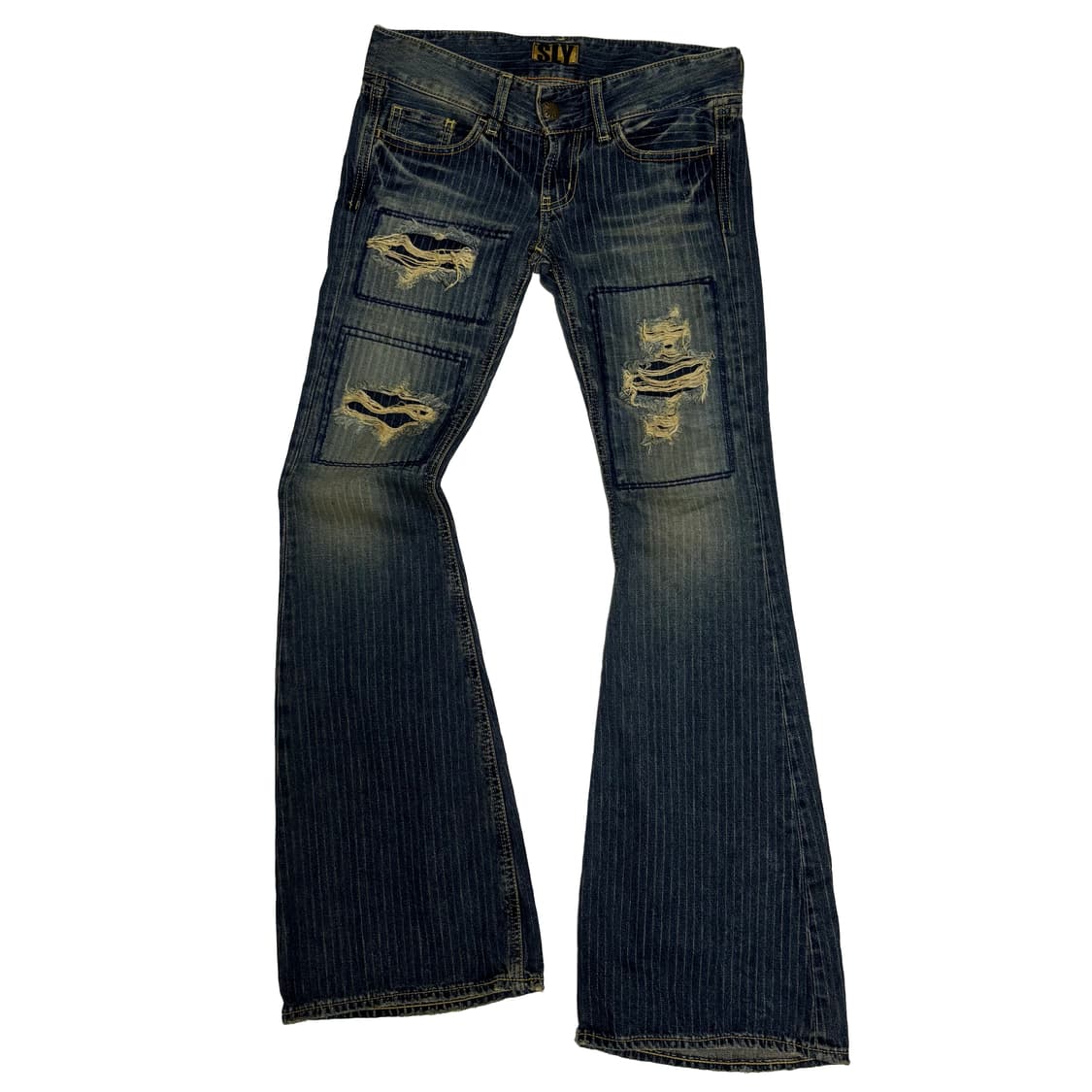 슬라이(SLY) 재팬 메이드 핀스트라이프 데미지 로우라이즈 부츠컷  상품이미지1