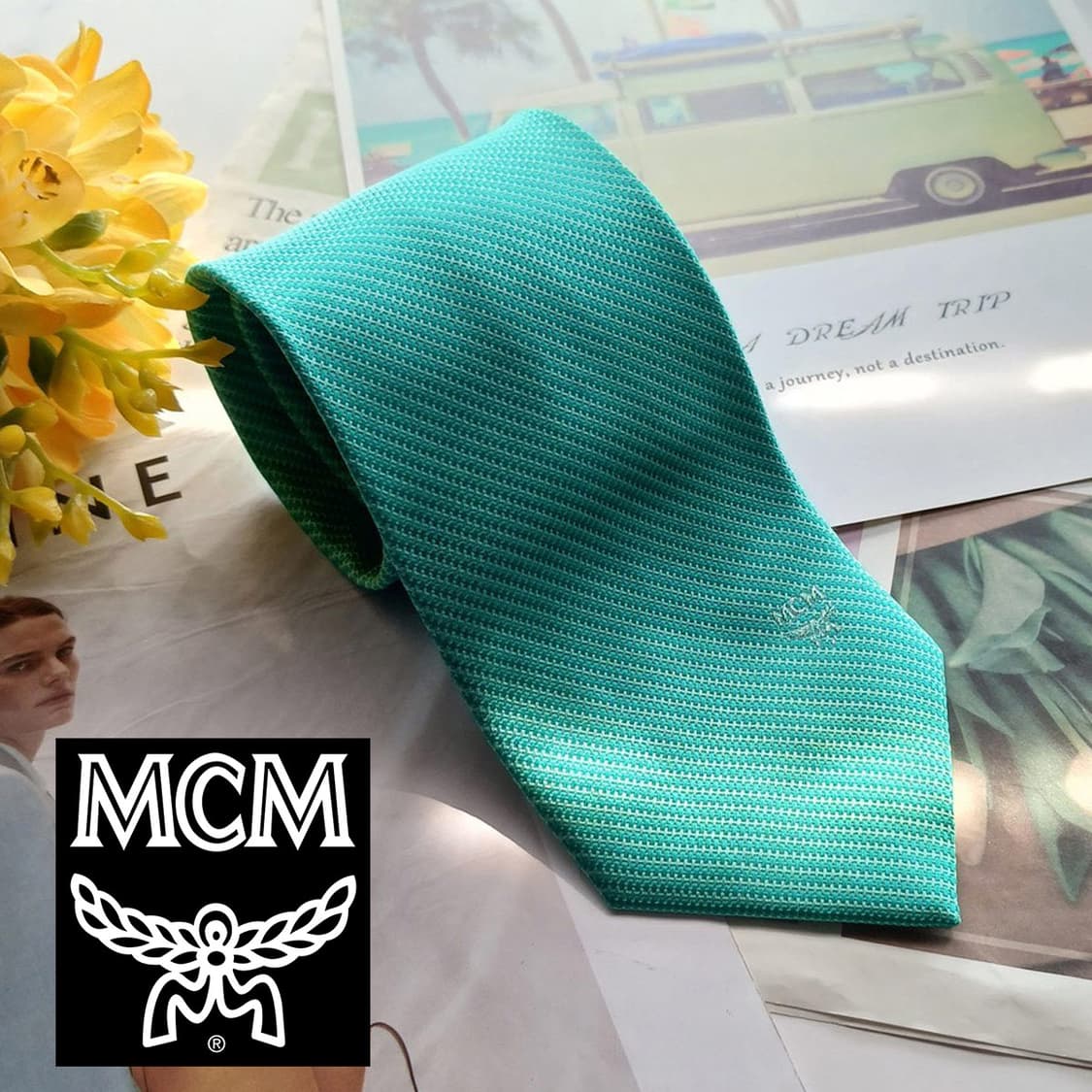 MCM 실크 민트 텍스처 넥타이 8.4cm A+등급 A18159
 상품이미지1