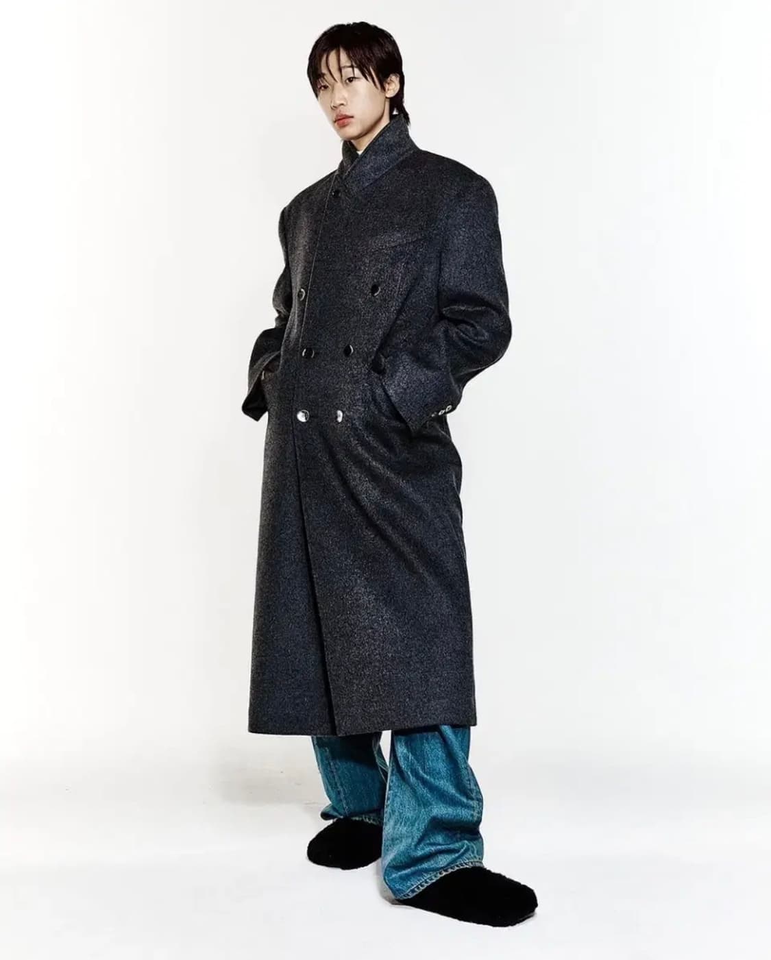 알렌느 더블 브레스티드 맥시 코트 그레이 2 (새상품) 상품이미지5