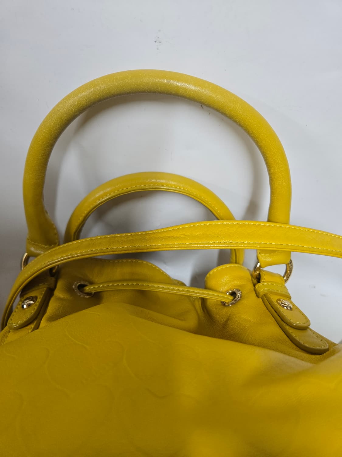 러브캣 옐로우 가죽 복조리 토트크로스백 상품이미지6