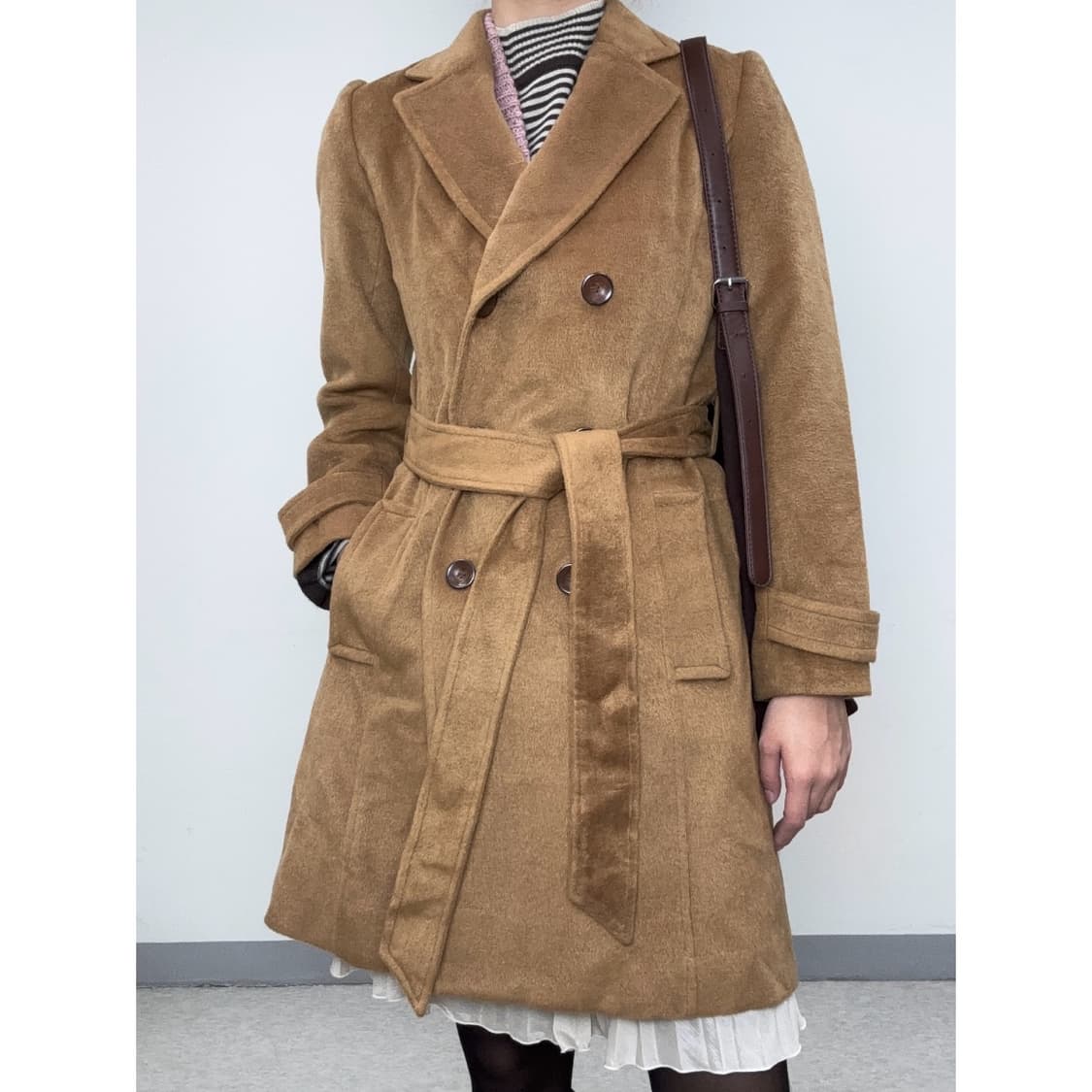 빈티지 브라운 더블 코트 상품이미지1