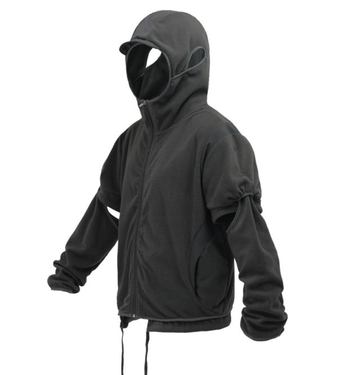 오호스 이어 홀 후디 후드 플리스 집업 차콜 (팔 없음 반팔로만 가능) 상품이미지1