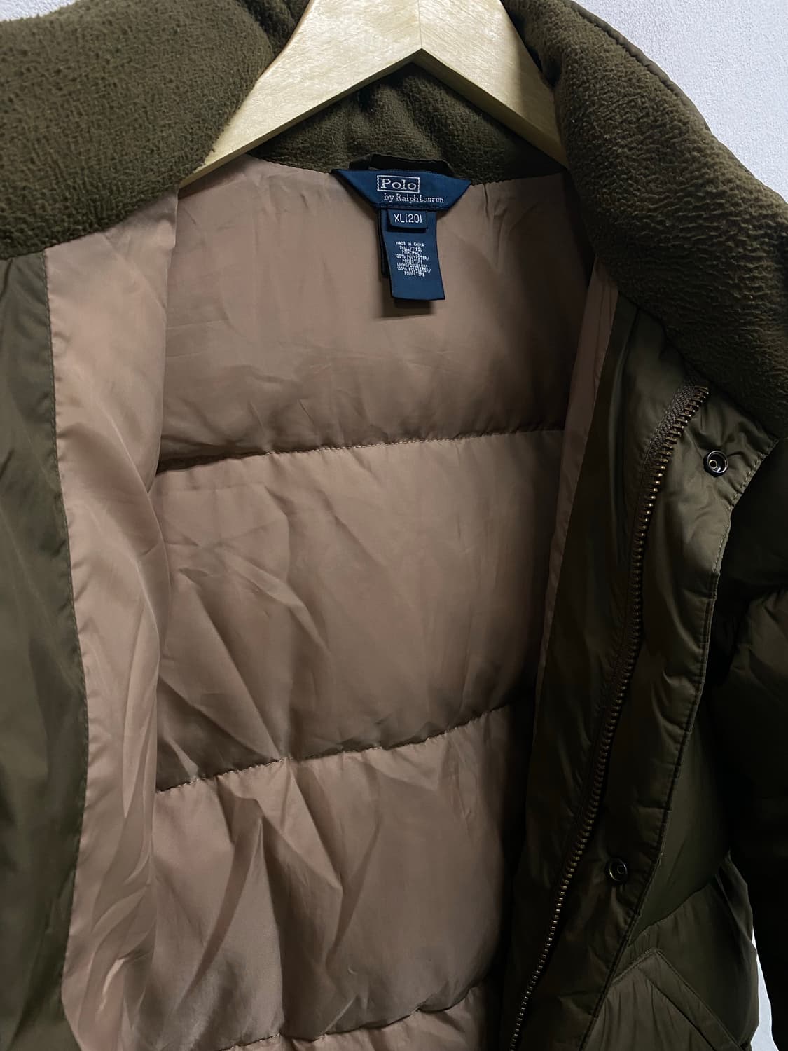폴로 랄프로렌 미니멀 카키 브라운 패딩 L  상품이미지5