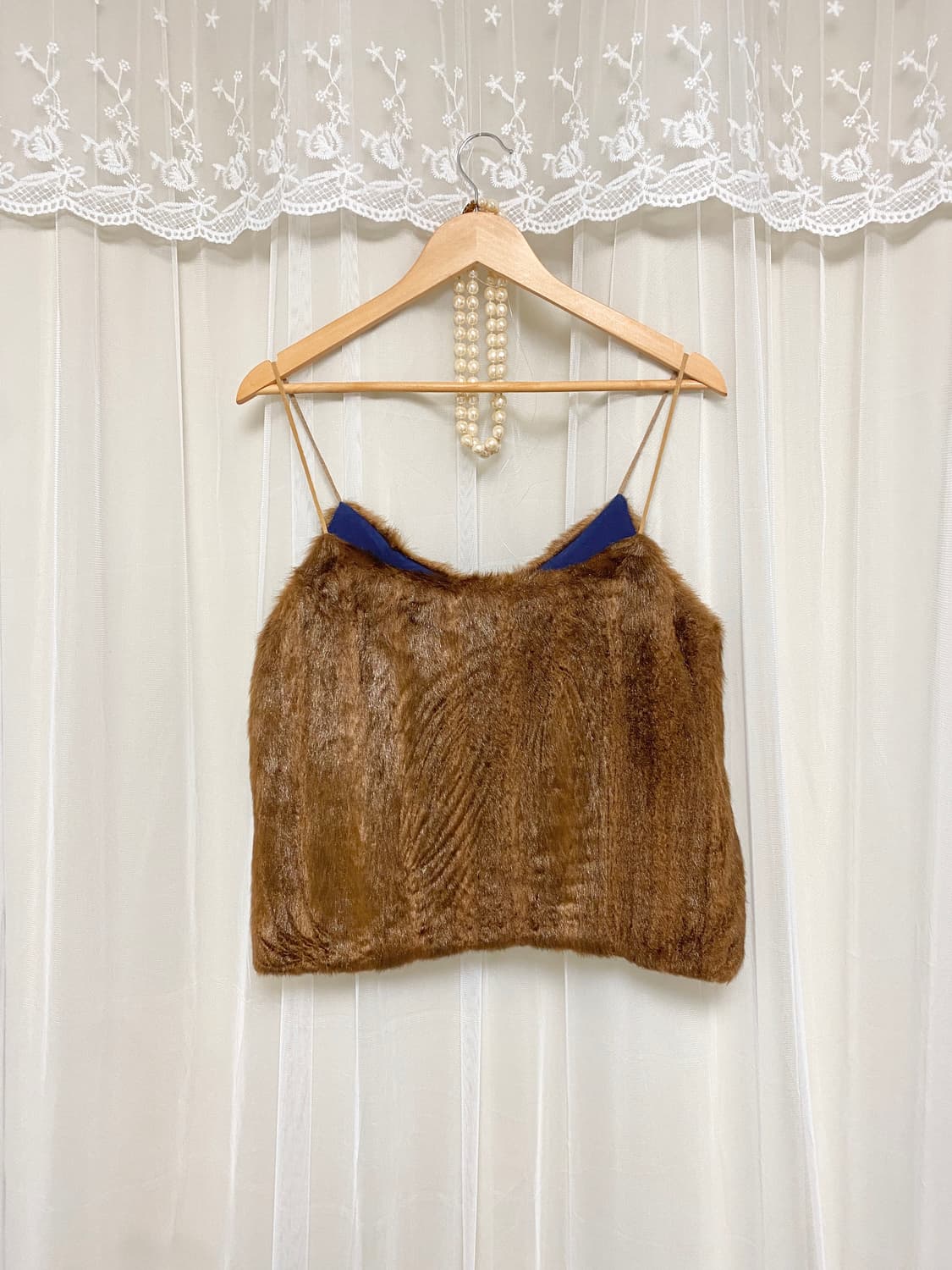 Vintage Brown Faux Fur Vest Bustier 상품이미지5
