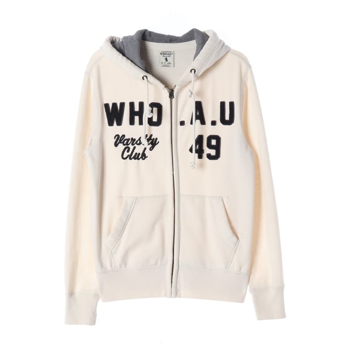 후아유 바시티 레터링 후드 집업 S 상품이미지1