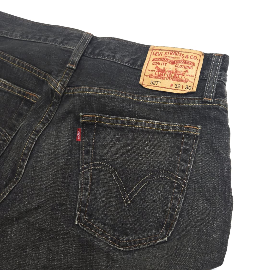 리바이스 527 로우 부츠컷 워싱 데님 팬츠 블랙 상품이미지4