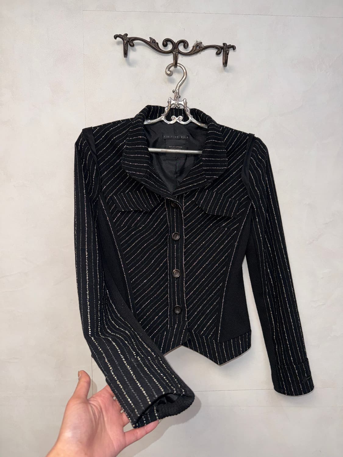 Mojo S Phine black wool stripe button jk 상품이미지2