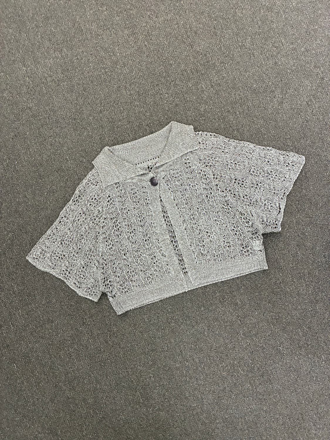 OS)Japanese vintage 여성 펀칭 발팔 니트 가디건 상품이미지2