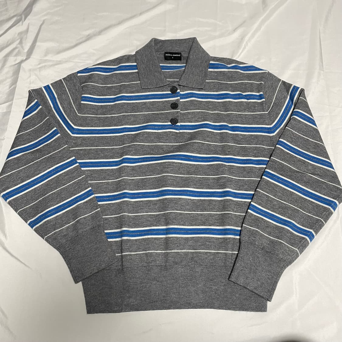 S 무신사 스탠다드 우먼즈 멀티 스트라이프 칼라드 니트 상품이미지2