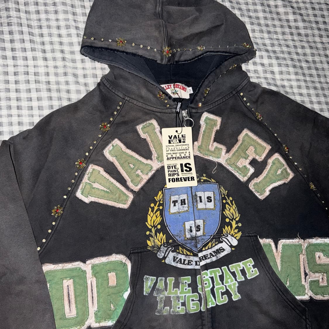 (M) Vale forever GEM ZIP UP 후드집업 블랙 상품이미지3