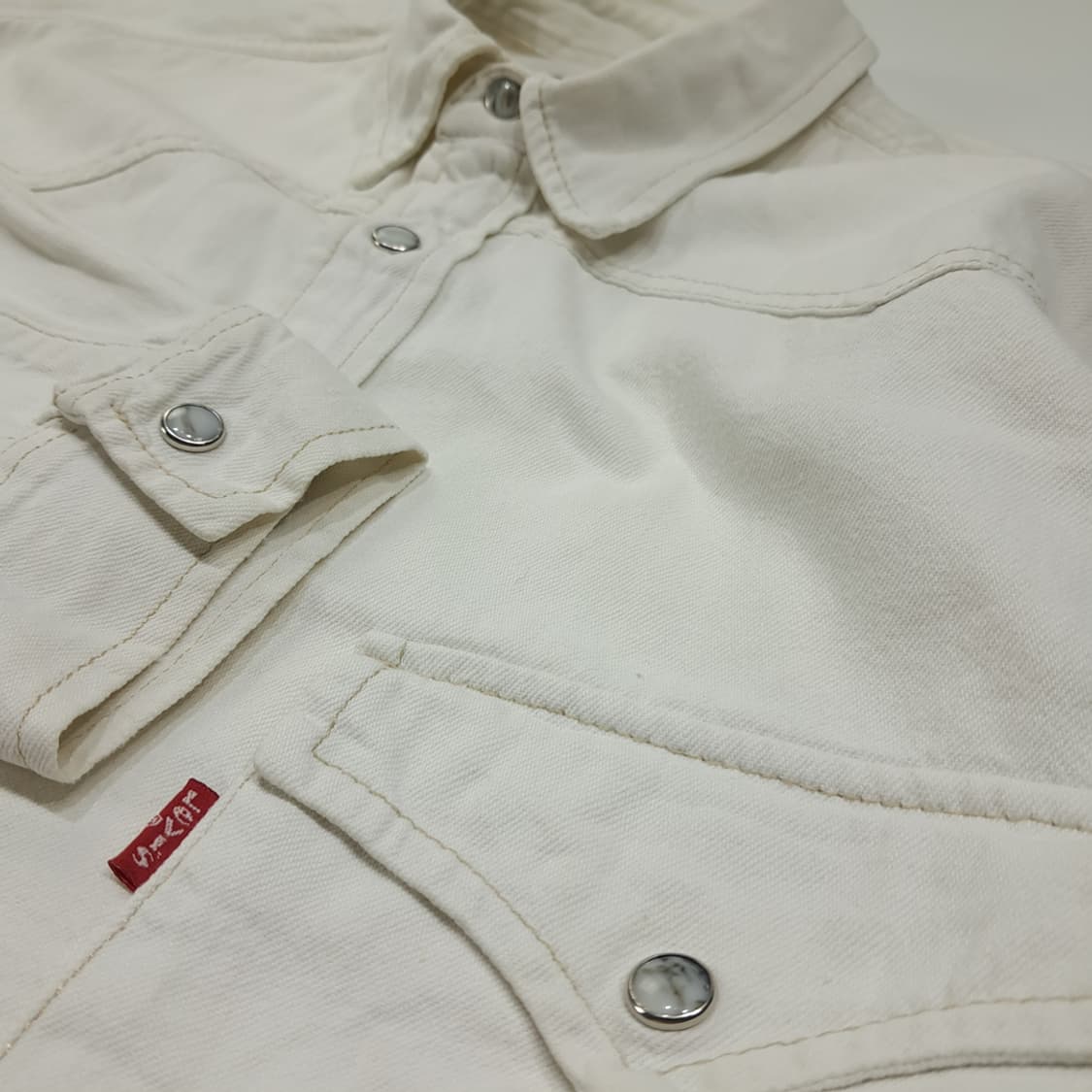 CL698 M 리바이스 80s 60566 펄스냅 오프화이트 웨스턴셔츠  상품이미지4