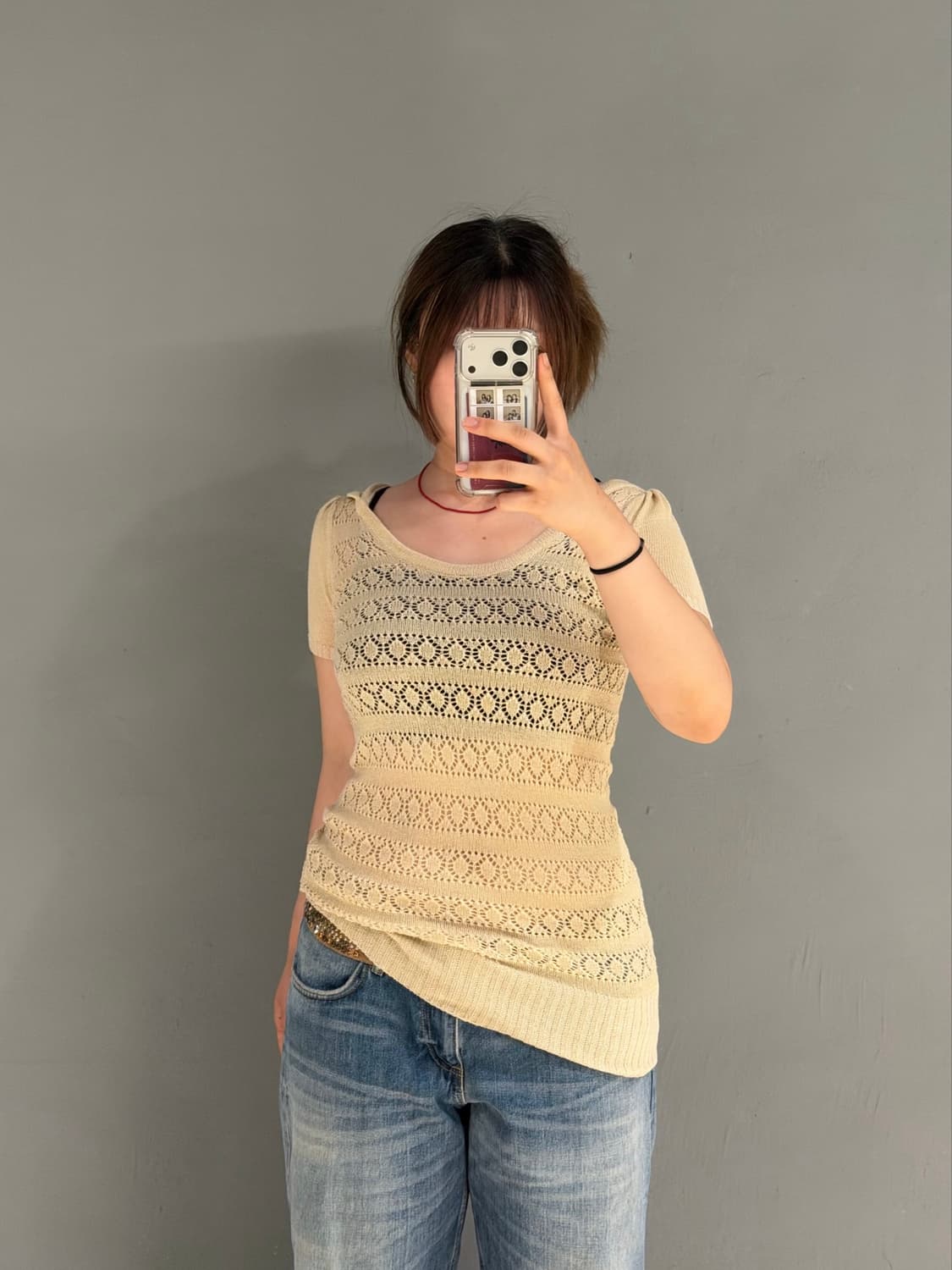 punching detail hood long top 상품이미지1