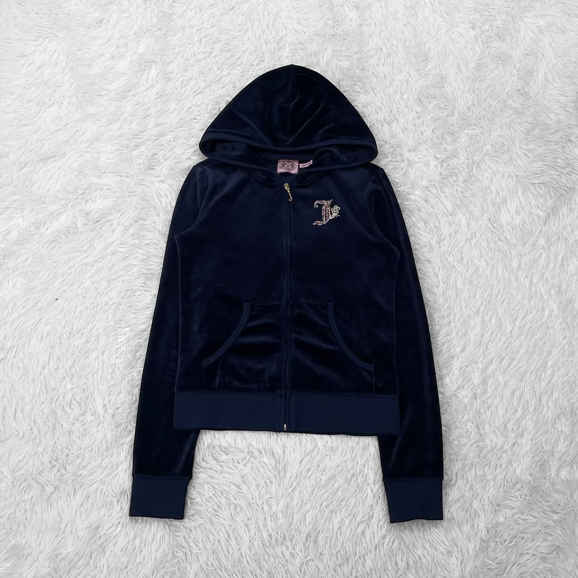 쥬시꾸뛰르 크라운 벨벳 후드집업 네이비 상품이미지2