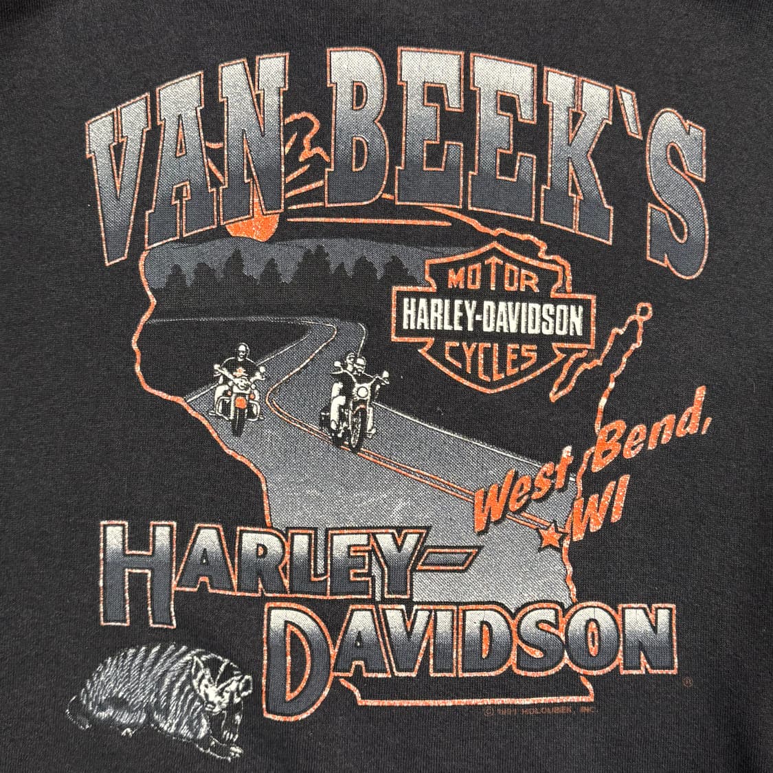 빈티지 90s HarleyDavidson 할리데이비슨 블루 플레임 스웻 상품이미지6
