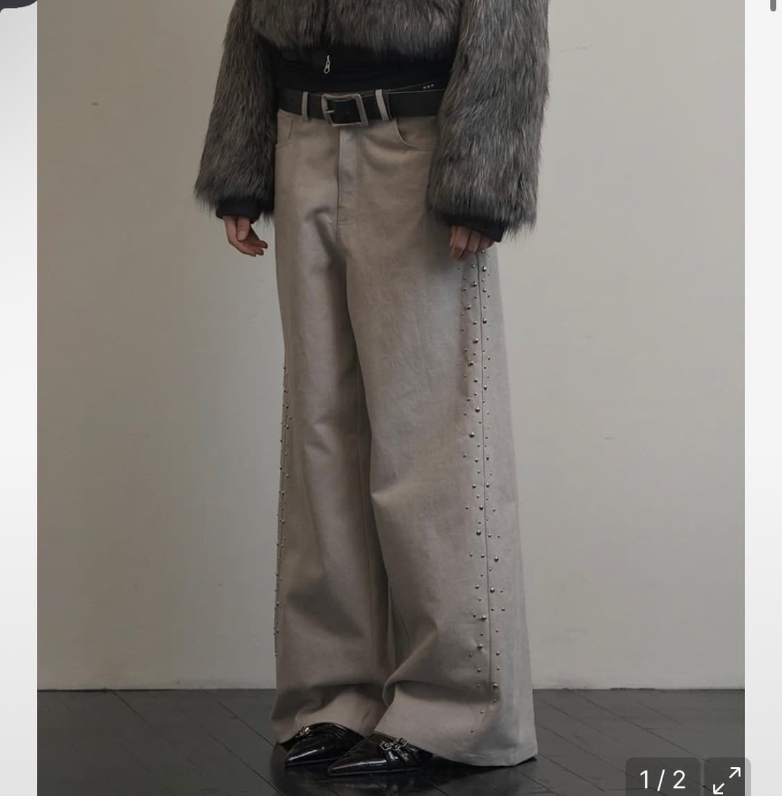 셋업이엑스이 SIDE BEADS PANTS / LIGHT GREY 상품이미지1