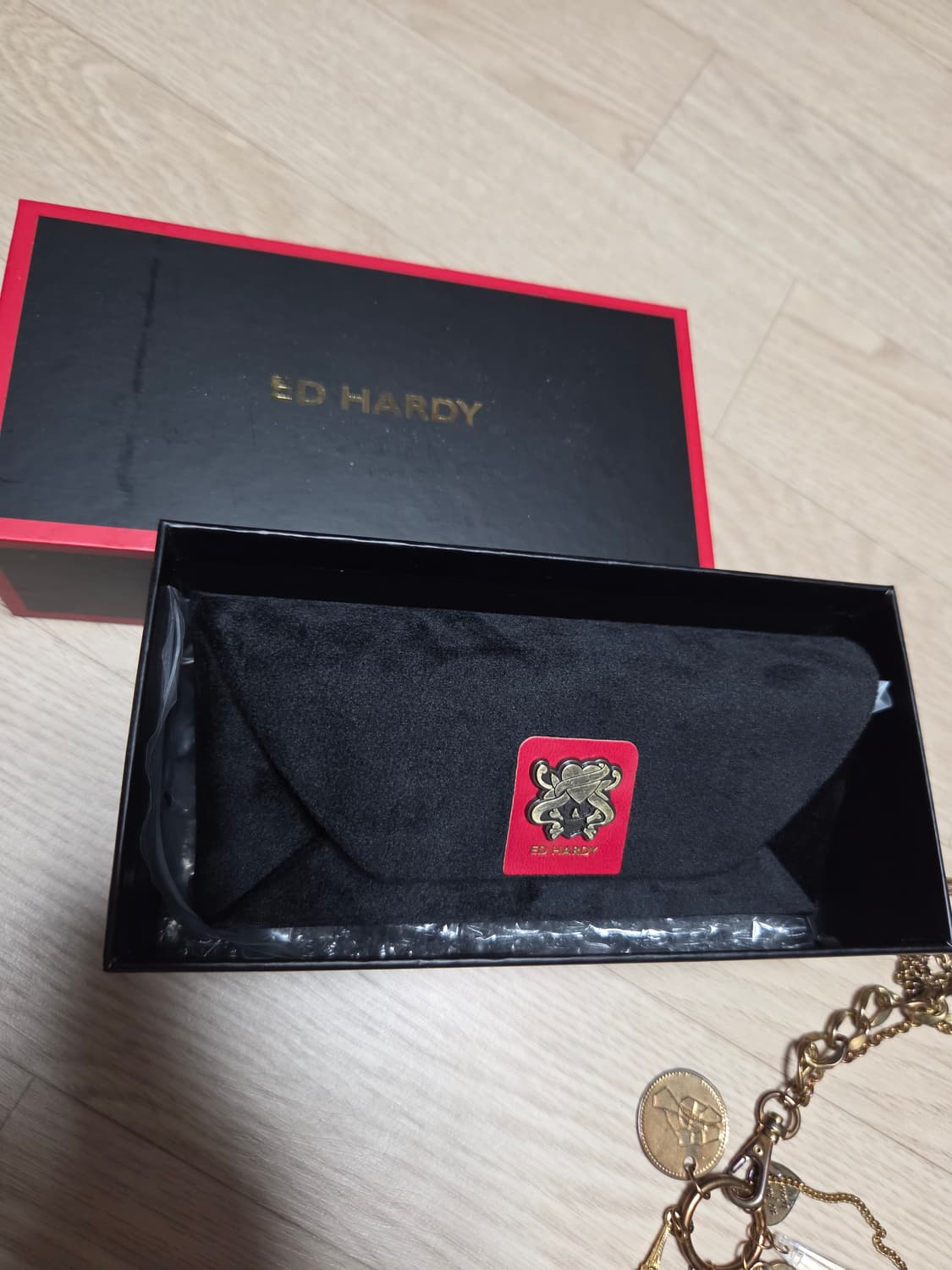 (시착만)(풀박스) ED HARDY 선그라스 투명 뿔테 안경 상품이미지5
