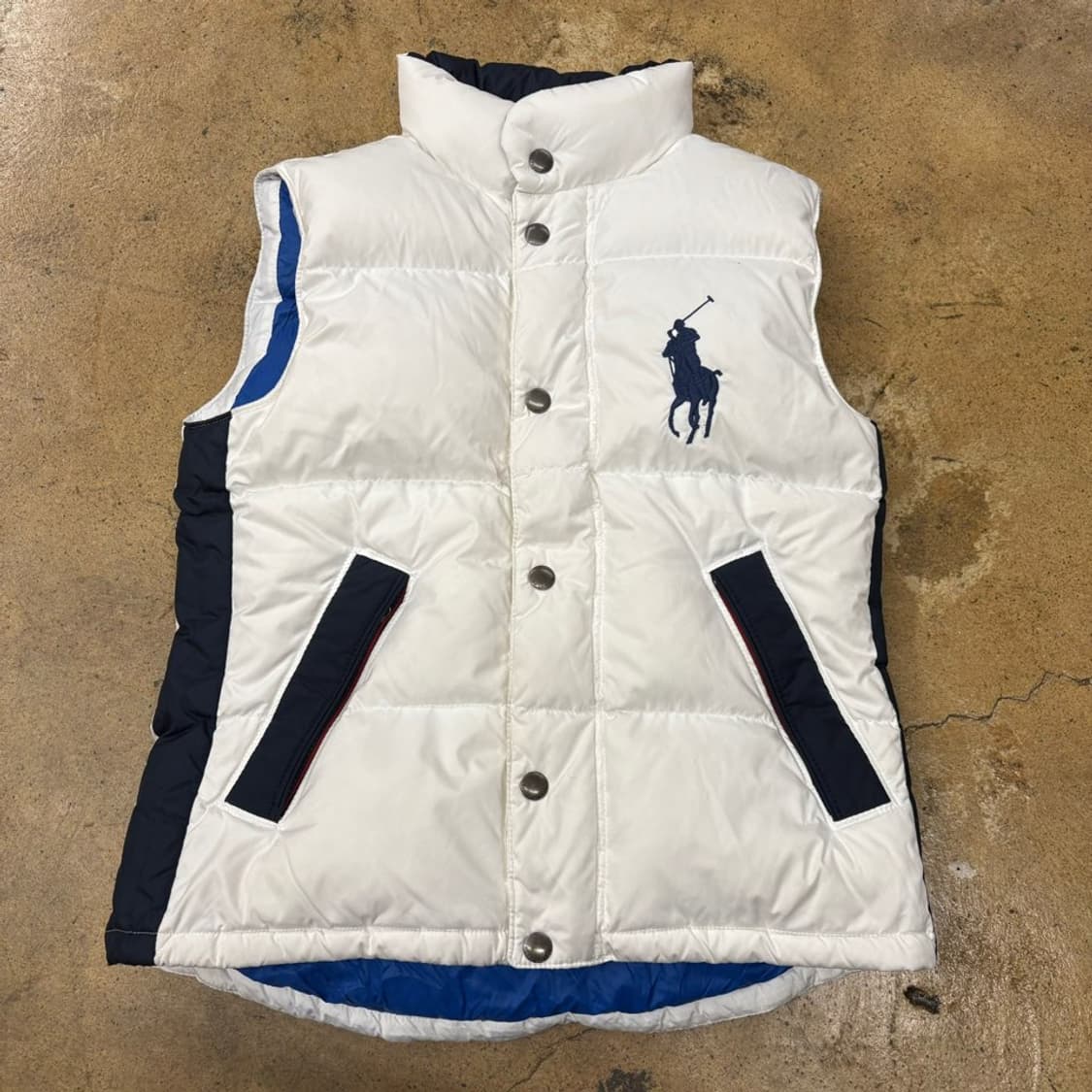 폴로 랄프로렌 화이트 블루 흰파 빅포니 패딩조끼  상품이미지2