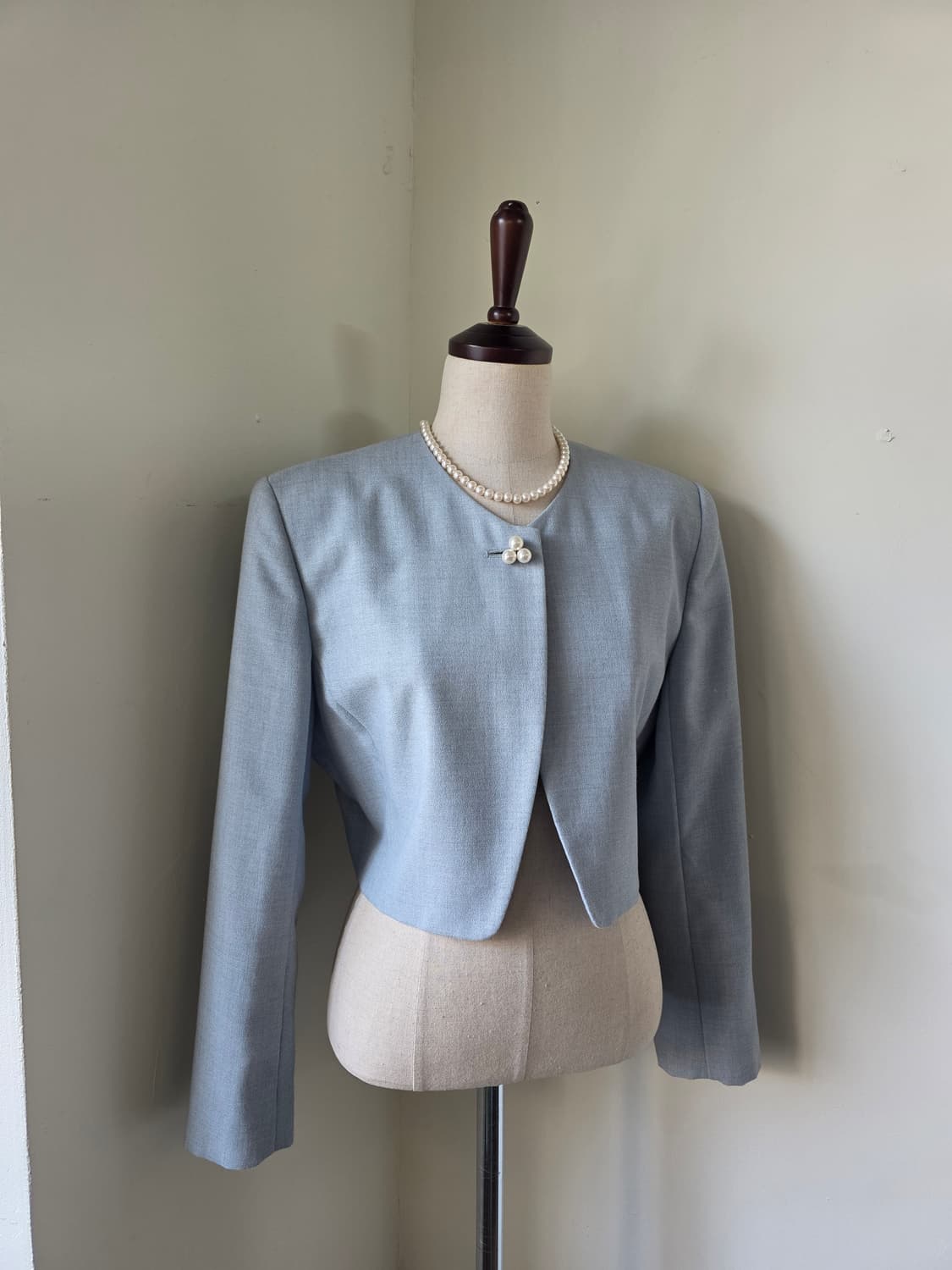 노카라 진주 원버튼 자켓 상품이미지2