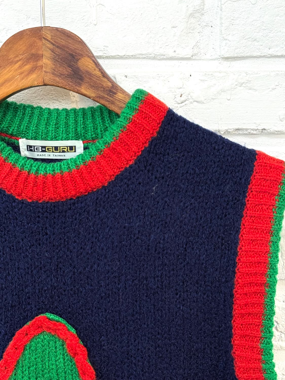 HB-GURU 네이비 그린 배색 아크릴 니트조끼 상품이미지4