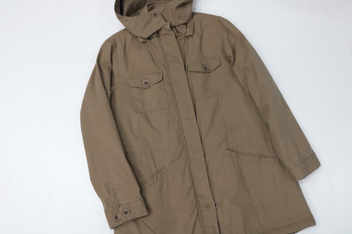 빈티지 카키 브라운 후드 필드 자켓 야상 점퍼 (M) 상품이미지4
