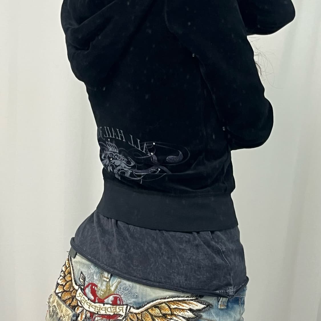 Juicy Couture Black Velour Hoodie Zip-up 상품이미지3