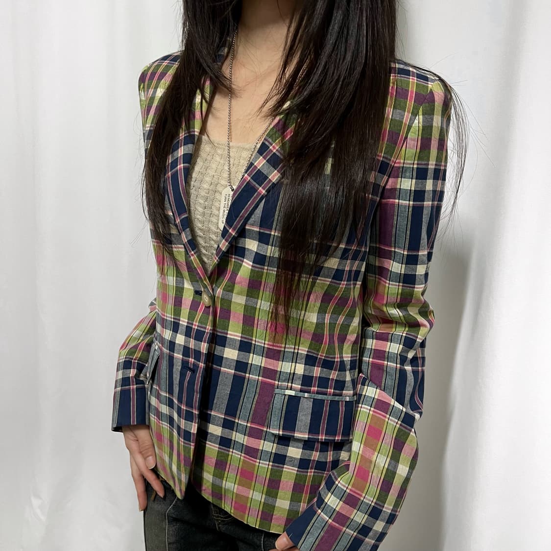 폴로 마드라스 체크 블레이저 자켓 상품이미지2