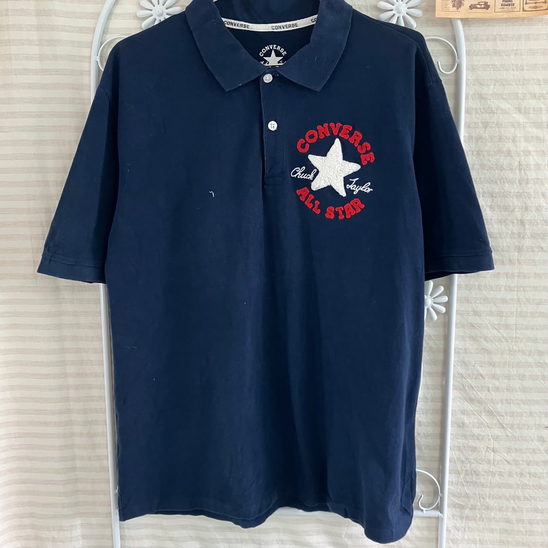빈티지 컨버스 카라 네이비 반팔 972 y2k 스트릿 갸루 펑키 일본빈티 상품이미지1