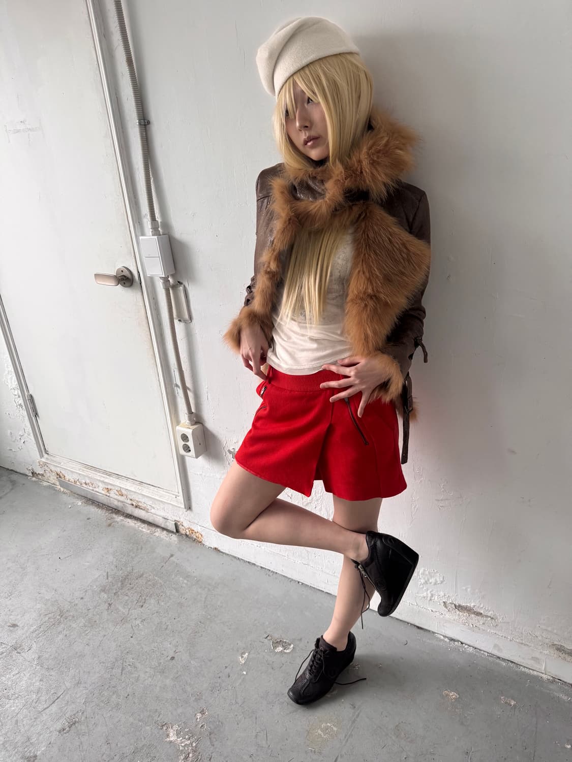 Slim fur trimming jacket 상품이미지3