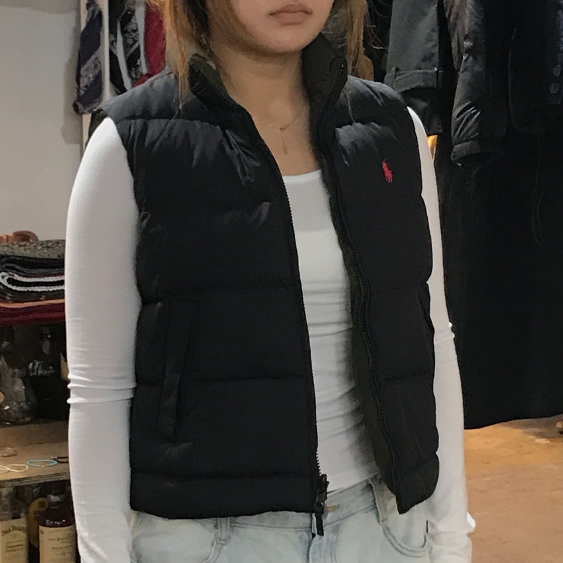 폴로랄프로렌 블랙 카키 리버시블 덕다운 패딩 조끼 여성 44 55 사이즈 상품이미지6