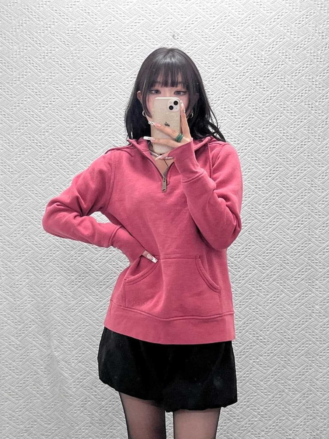 칼하트 빈티지 레트로 Y2K 더티핑크 반집업 후드티 M C11333 상품이미지1