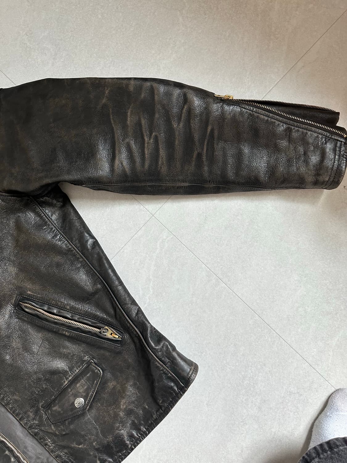 RRL 슬림핏 레더모토 L사이즈 상품이미지3