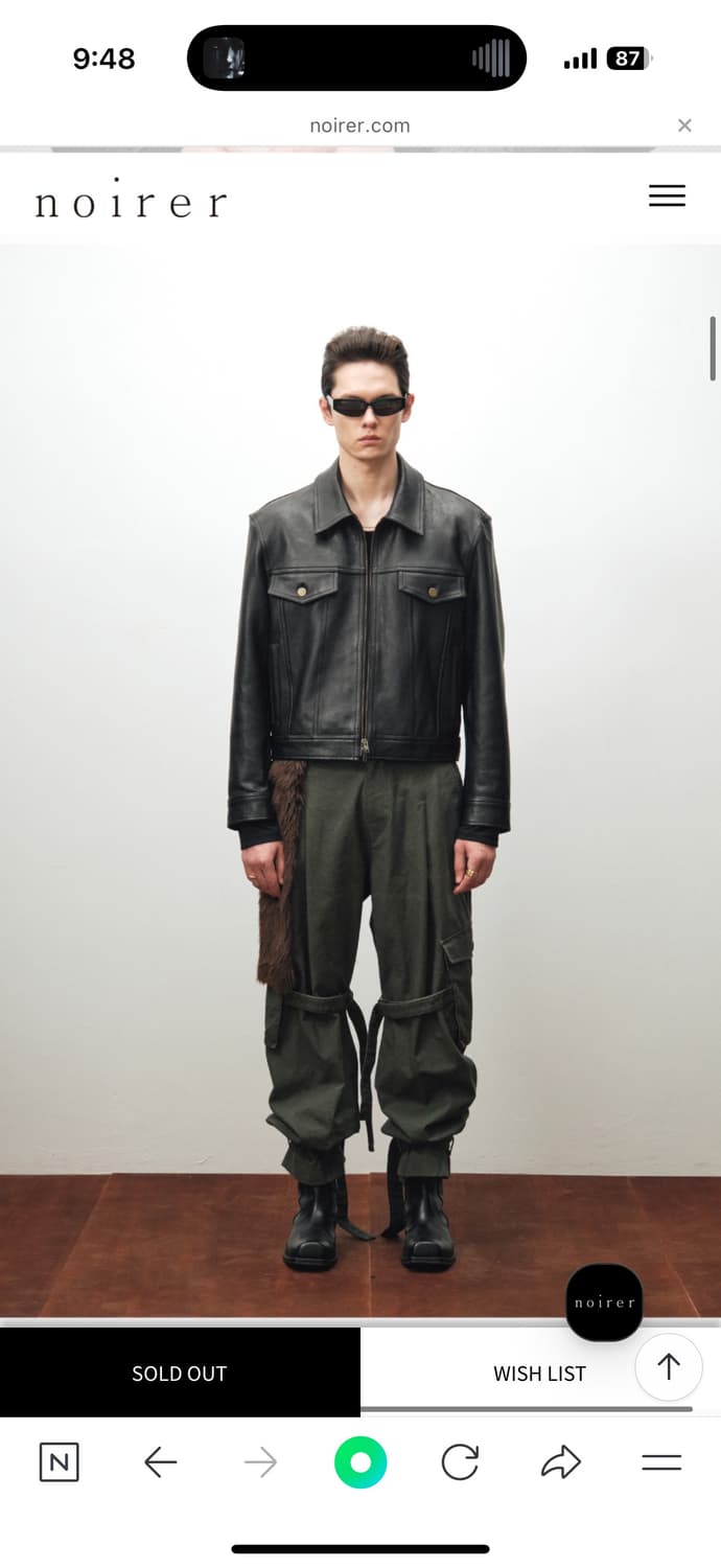 노이어 엔틱 카우 레더 트러커 자켓 블랙 상품이미지3