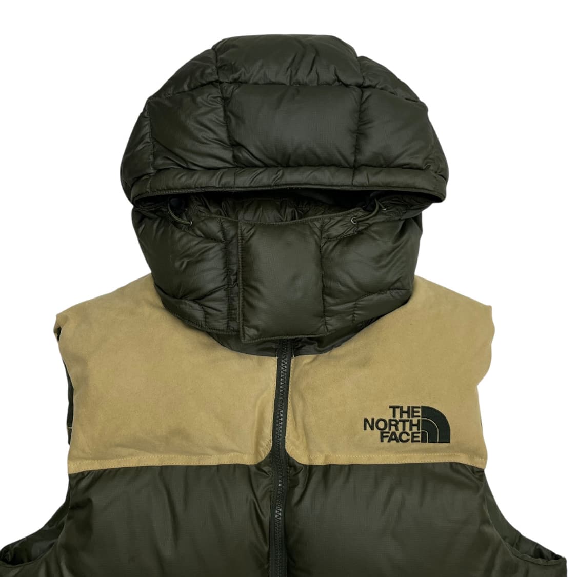 노스페이스 말차맛 베이지배색 후드 패딩조끼 90 상품이미지4