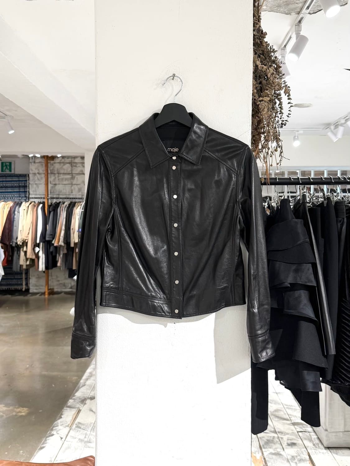 마쥬 블랙 램스킨 레더 셔츠 자켓 상품이미지1