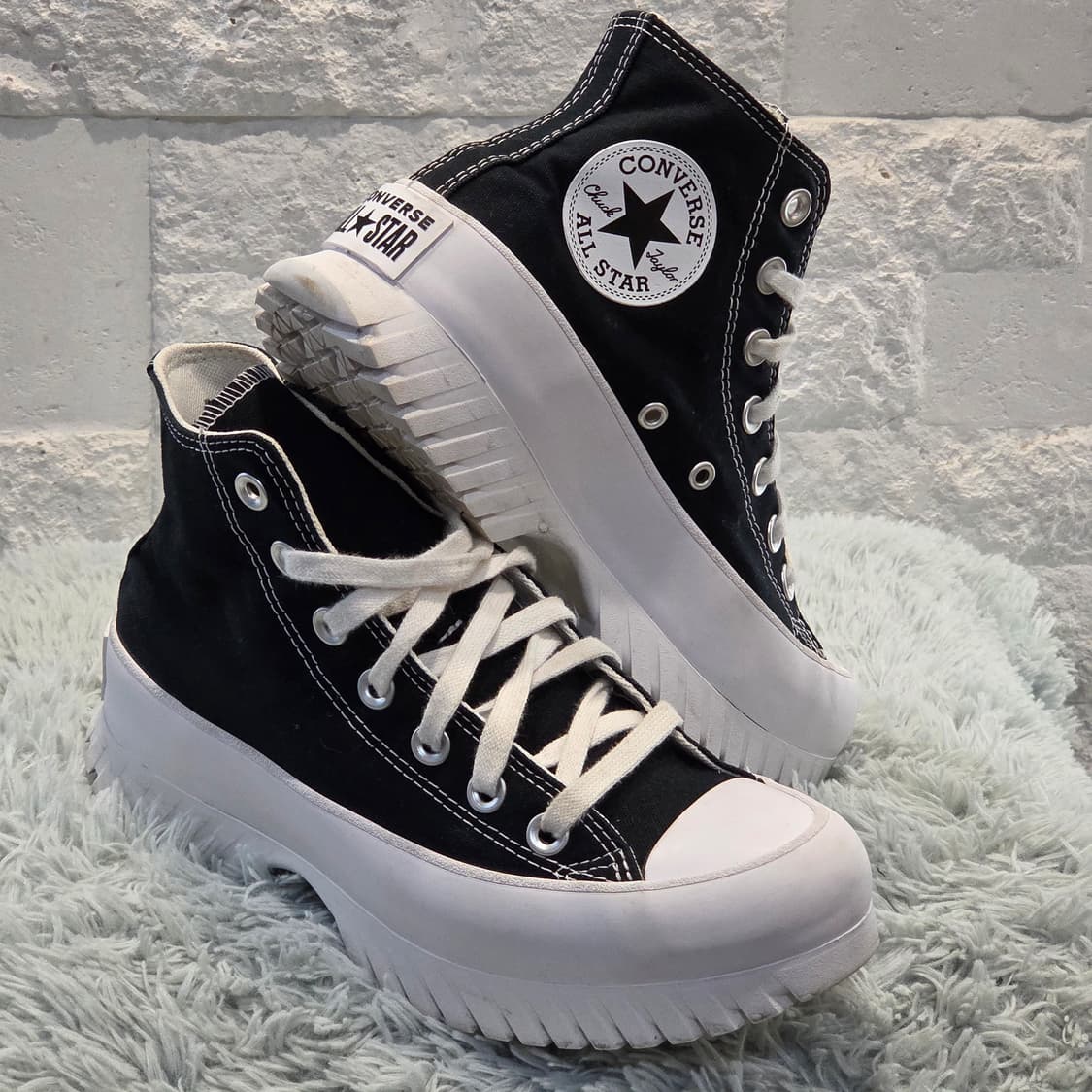 6a-23:컨버스 런스타 하이크 하이 블랙키높이6cm(235)-상태굿 상품이미지4