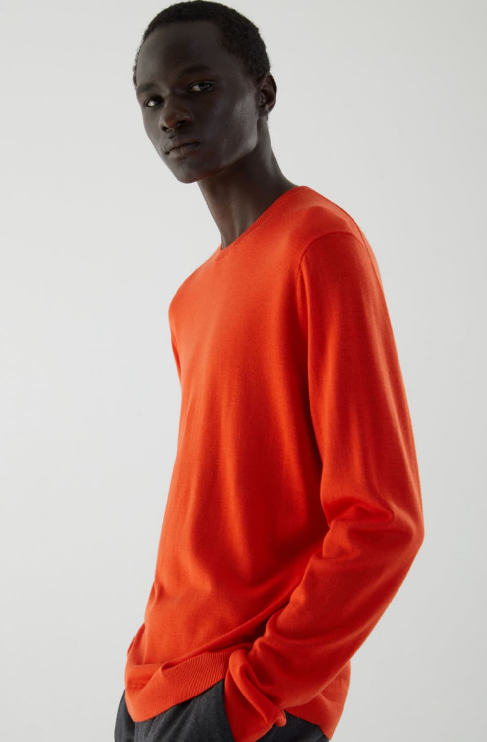 남성 메리노 울100% 니트 오렌지 XL사이즈 상품이미지1