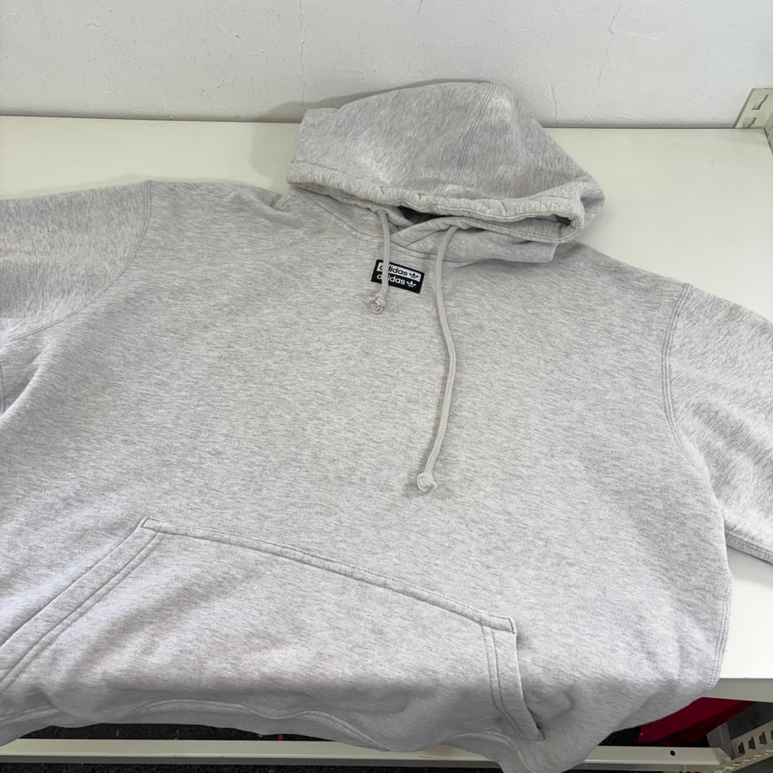 2XL-3XL 아디다스오리지날 멜란지그레이 가슴로고 스웻후드티 상품이미지2