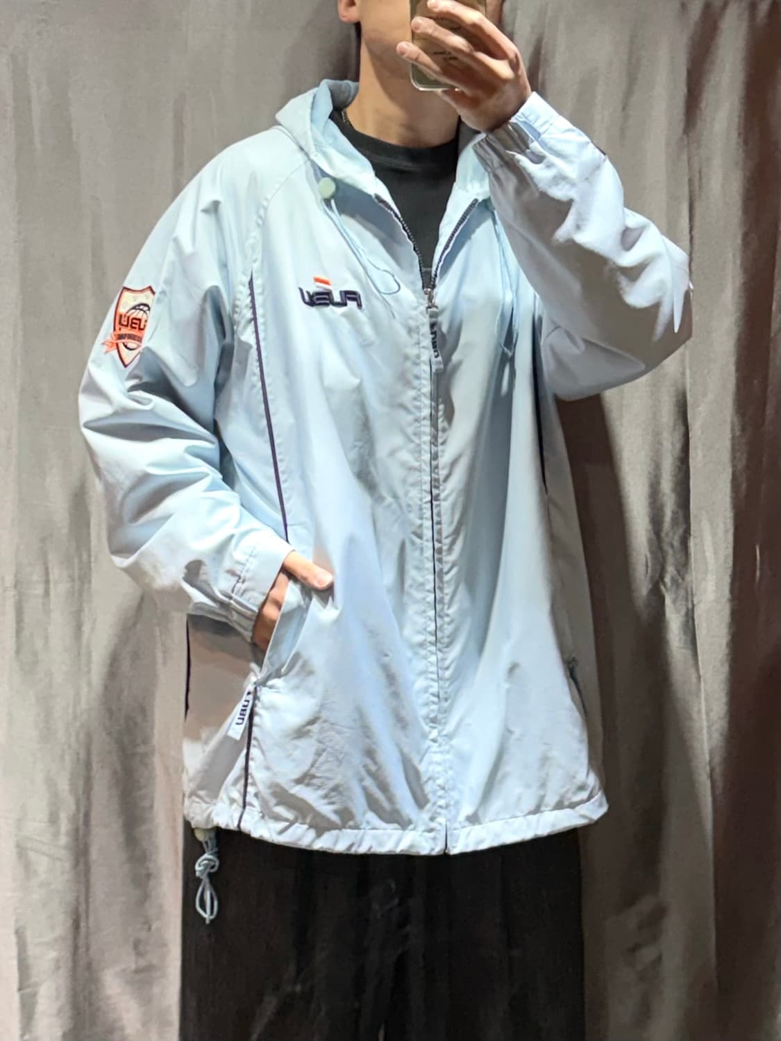 L FUBU 푸부 빅로고 스카이블루 나일론 후드집업 상품이미지1